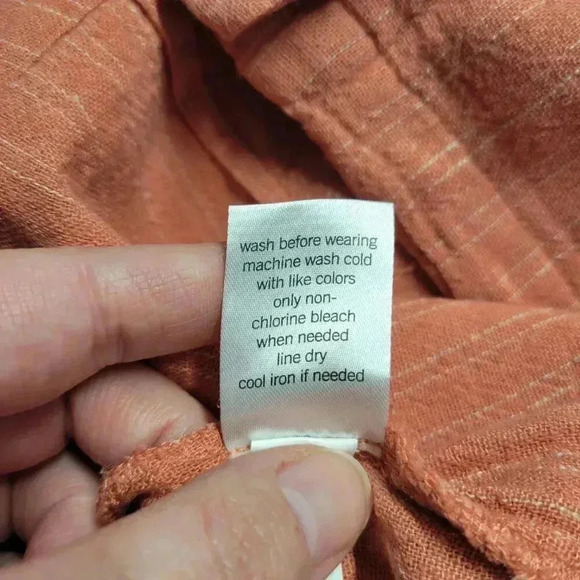 Now Gen x Sonoma Extra Large Salmon White Pinstripe Belted Linen Blend Shorts - Picture 9 of 9